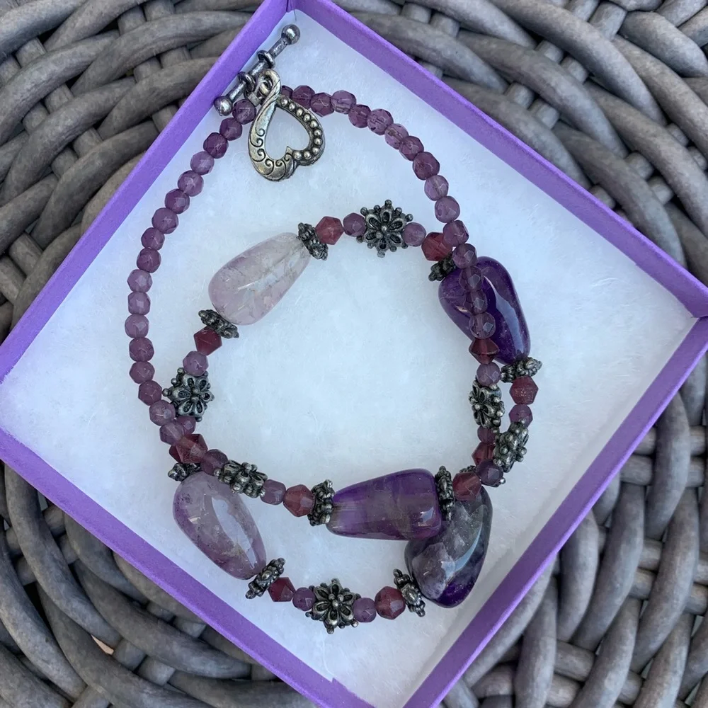 Purple Stone & Silver Necklace
